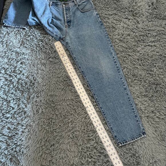 Vintage Structure Baggy Button Fly Blue Denim Jeans 1990s - Picture 9 of 11